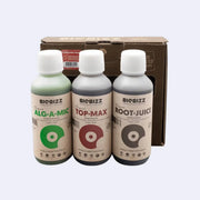 Biobizz Try Pack Stimulant bottles including ALG-A-MIC, Top-Max, and Root-Juice for optimal plant vitality