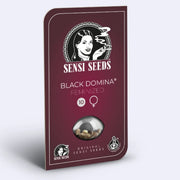 Black Domina Feminisierte Samen von Sensi Seeds in einer Verpackung mit 10 Samen.