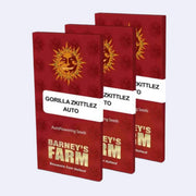 Gorilla Zkittlez Autoflowering Samen von Barneys Farm in rotem Verpackungsdesign.