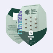 Packung mit Medusa F1 Autoflowering Samen von Royal Queen Seeds, hochwertige Cannabissamen.