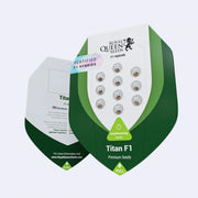Titan F1 Autoflowering Samen von Royal Queen Seeds, Premium Samen in Verpackung, F1 Hybriden, zertifizierte Qualität.